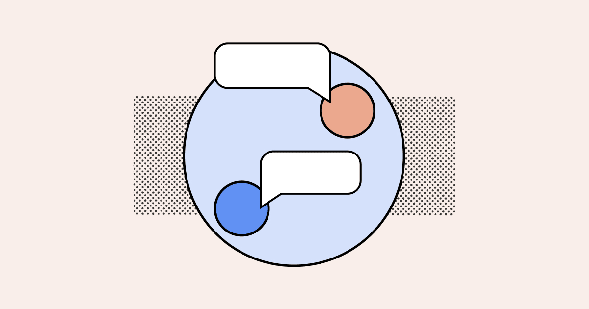 An illustration of circles and chat bubbles.